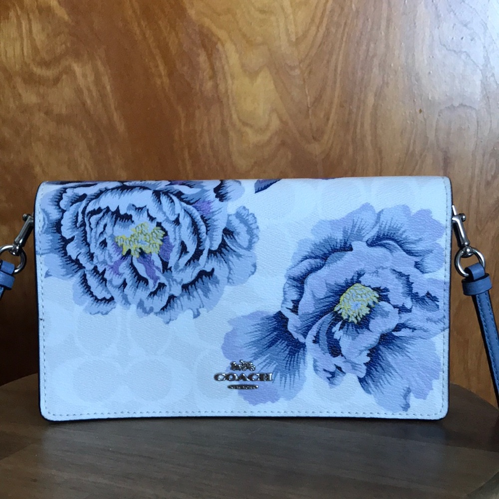 Periwinkle Coach Floral Crossbody Purse
